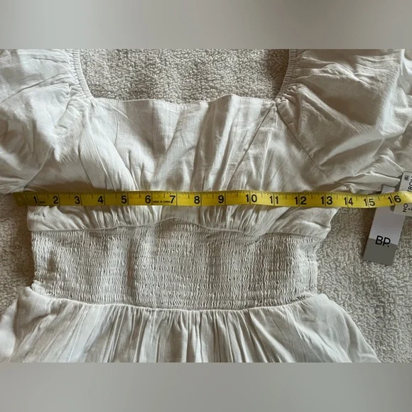 Nordstrom BP White Smocked Mini Dress with Puff Sleeves Juniors Size Small - Picture 6 of 16